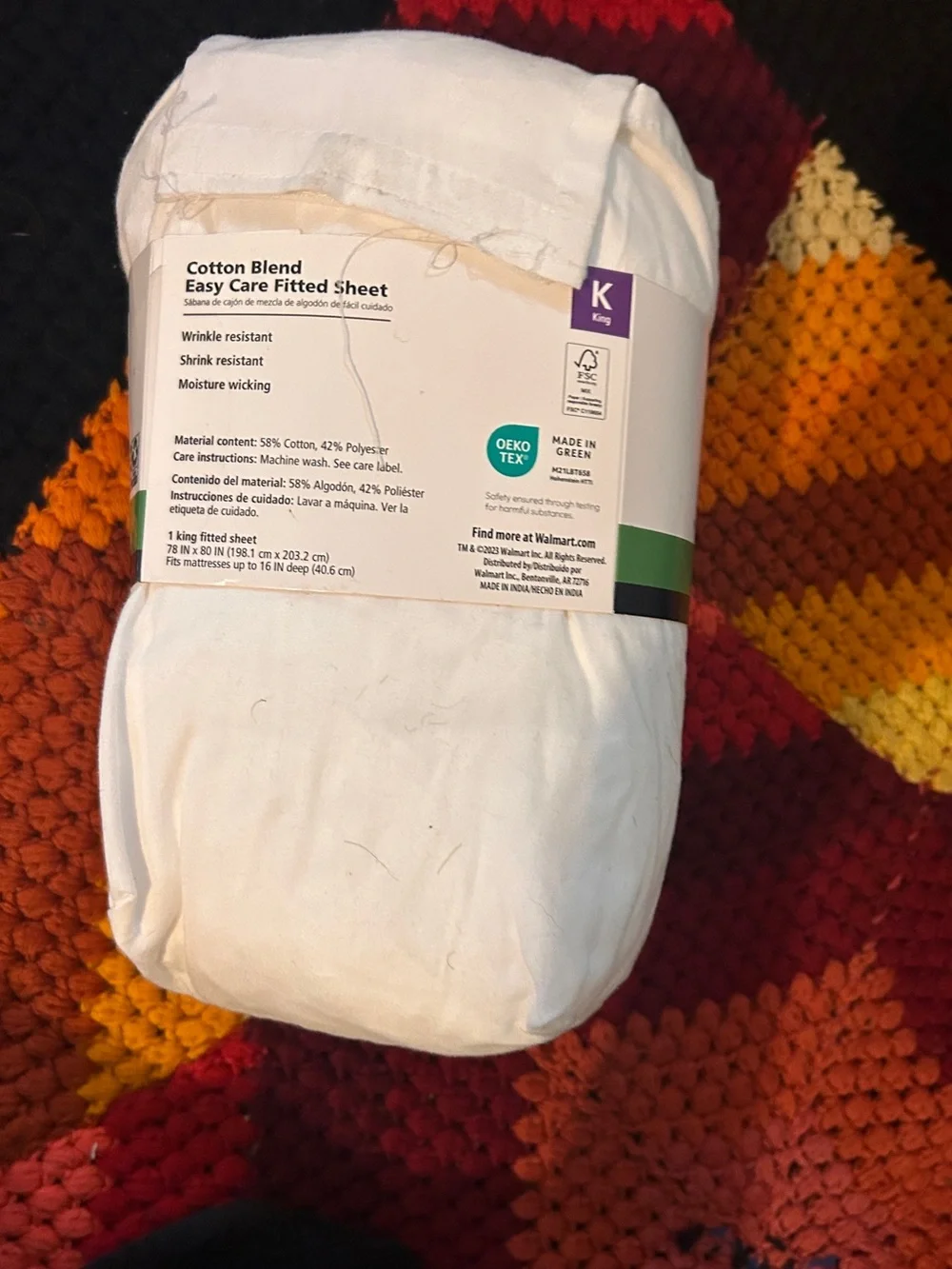 Mainstays Cotton Blend Fitted Sheet - White